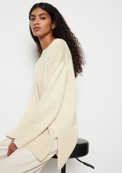 Chalky Sand Sweter Oversize Z Dzianiny Dfc Dzianina Z Ciężkiej Przędzy Bawełnianej Swetry Kobiety Sprzedaż